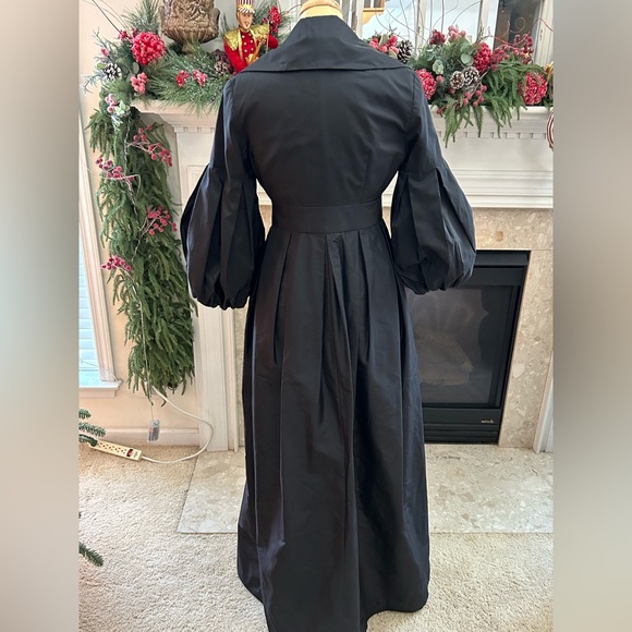 Donna Ricco Black Long Exaggerated Sleeve Silk Coat/ Dress - Picture 8 of 15